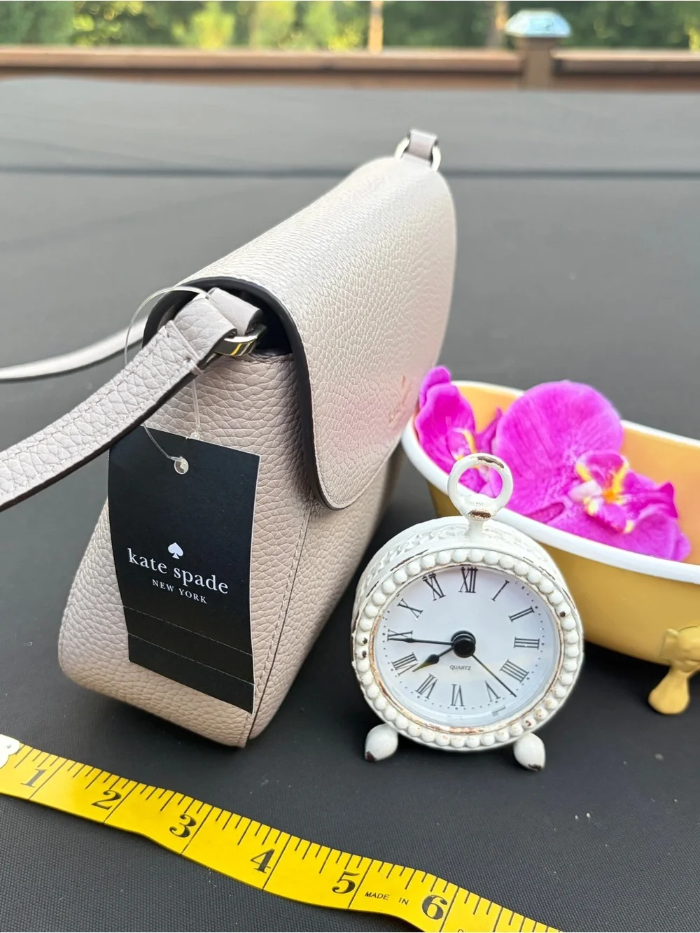 Kate Spade Monica Small Flap  Pebbled Leather Crossbody in Cozy Gray NWT